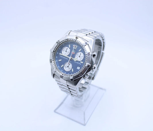 Men's Tag Heuer Blue 2000 Series white Chronograph Watch Ref CK1112